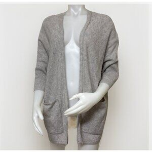 Halogen Cardigan Sweater One Size 100% Cashmere Open Half Sleeve Batwing Gray